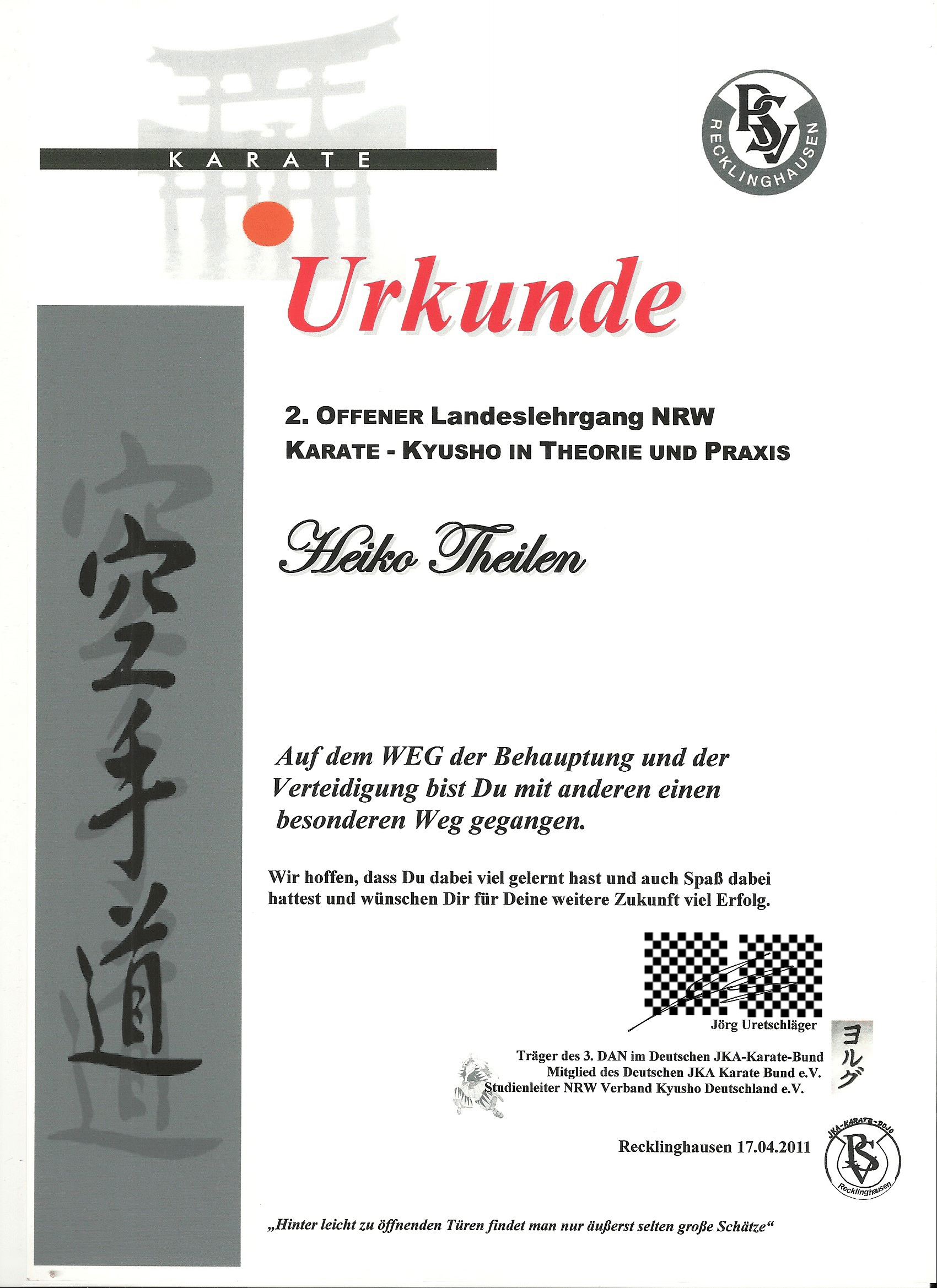 Lehrgang Kyusho Maker